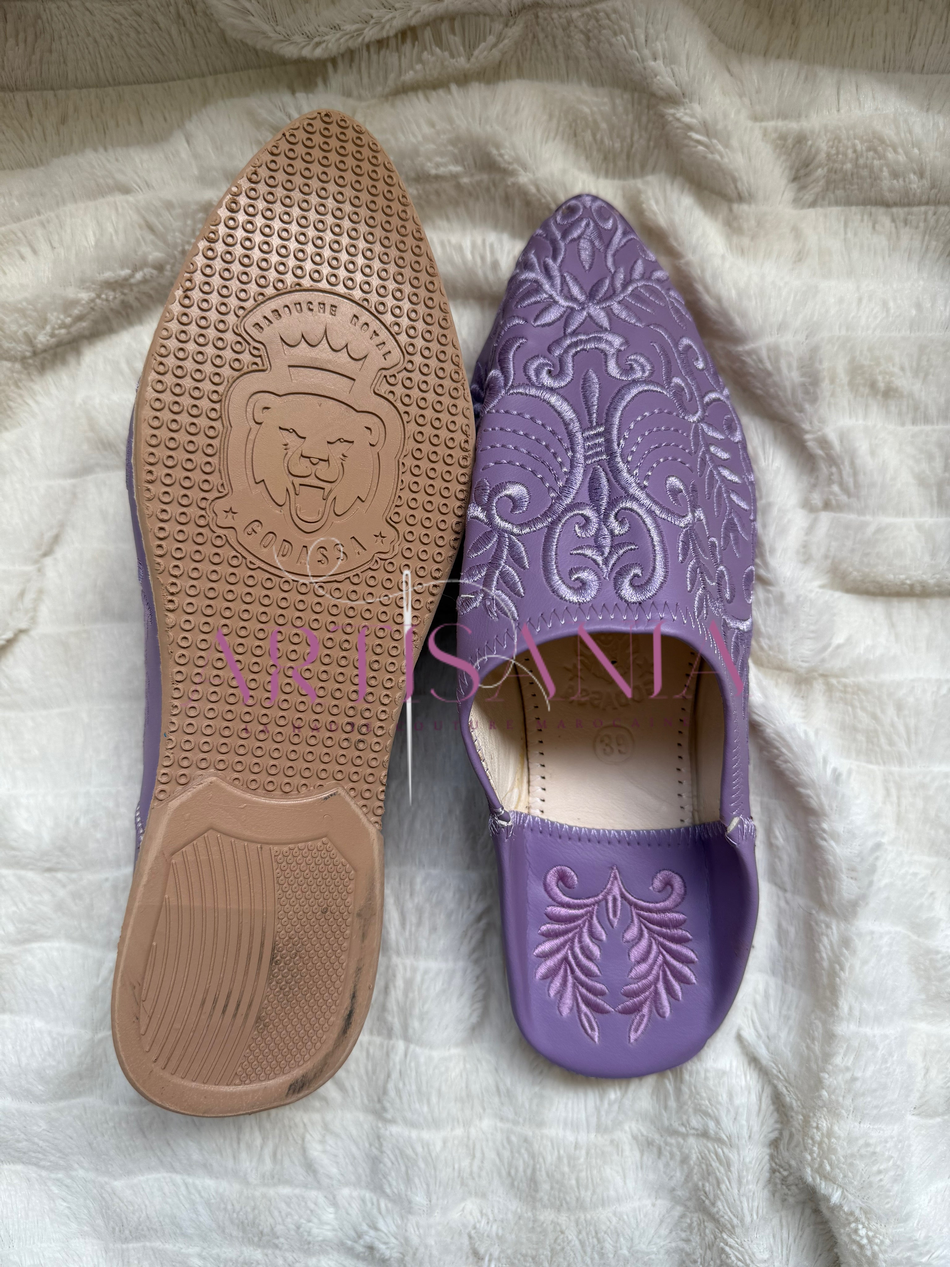 Babouche plates Anissa - violet clair