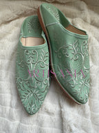 Babouche plates Anissa - vert d'eau