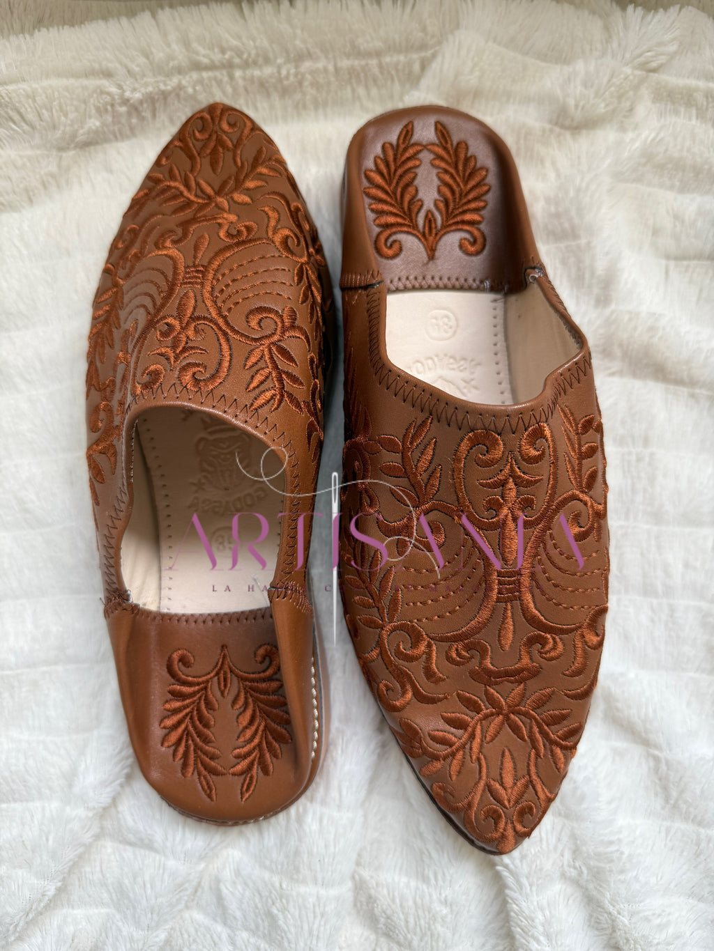 Babouche plates Anissa - marron clair