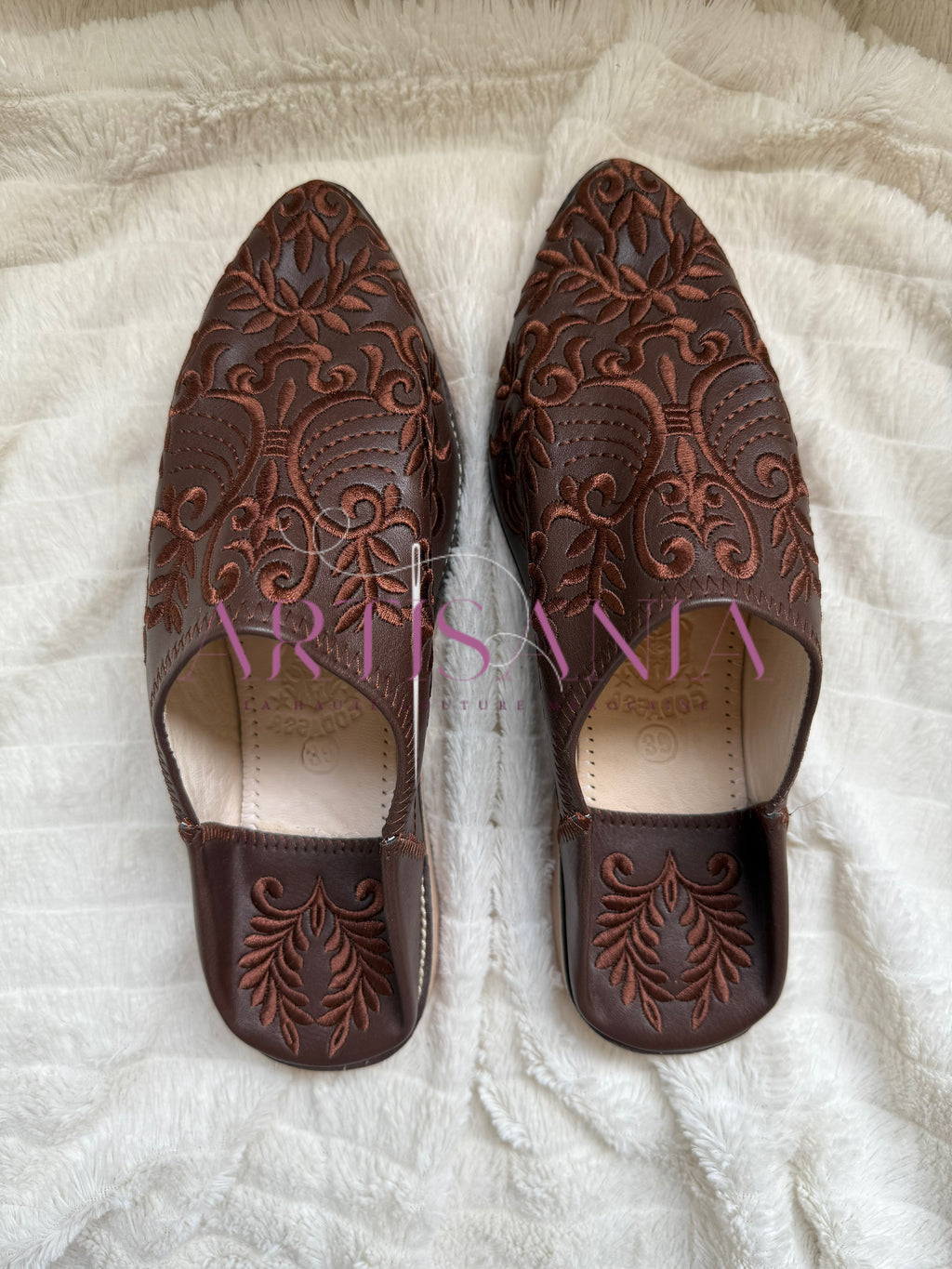 Babouche plates Anissa - marron foncé