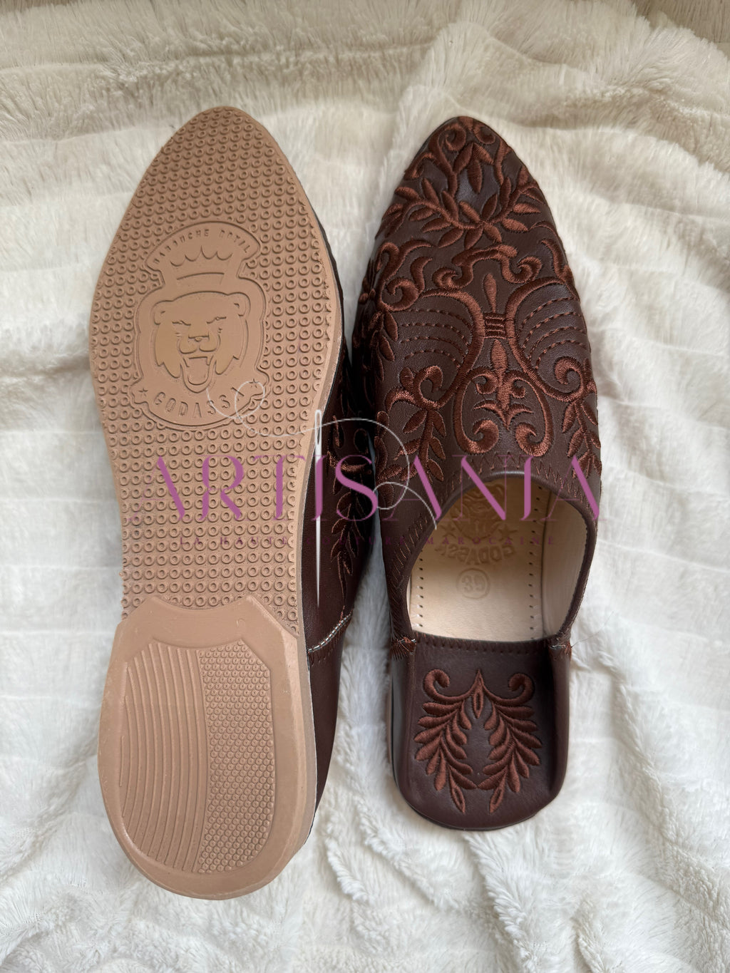 Babouche plates Anissa - marron foncé