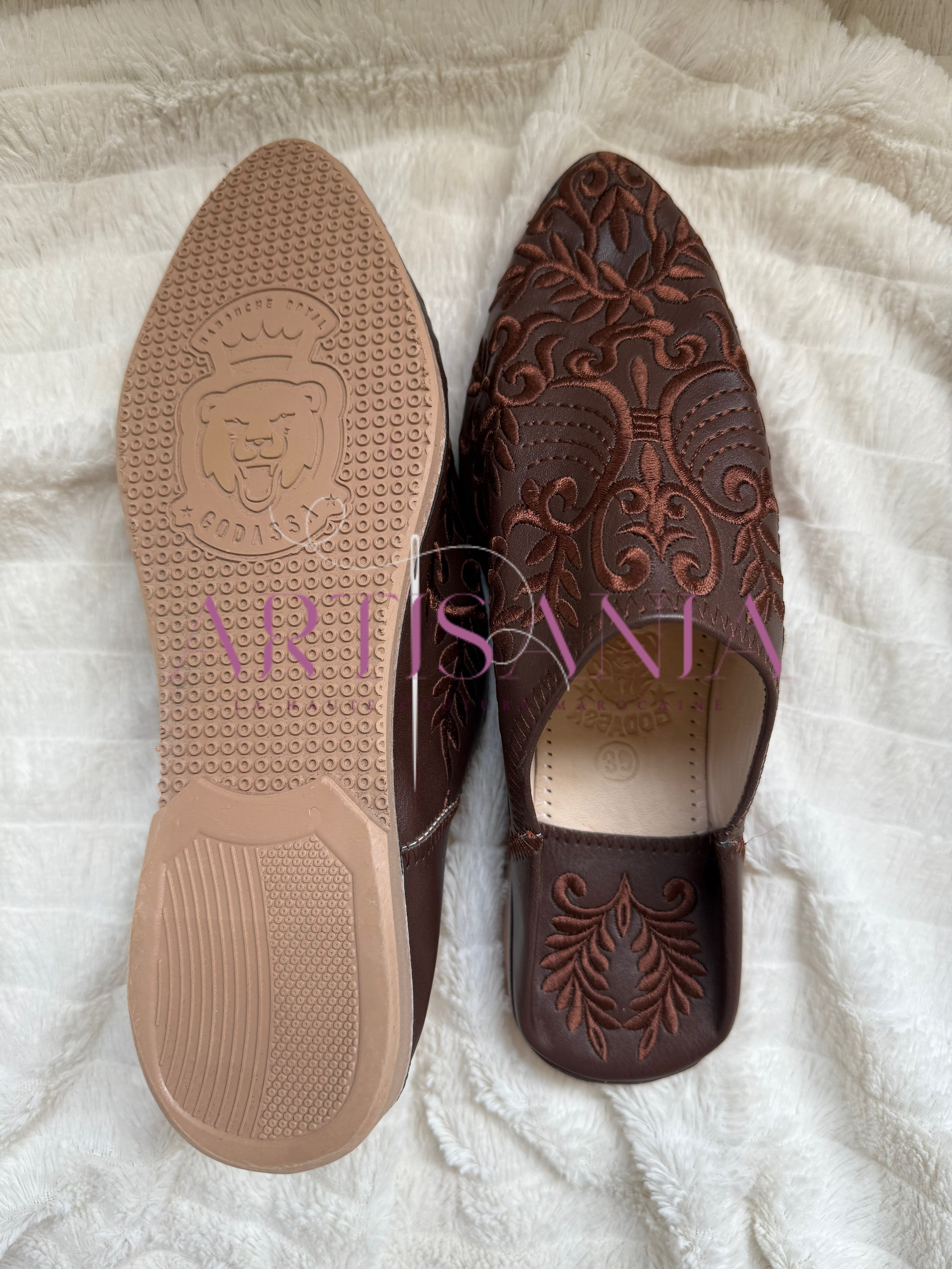 Babouche plates Anissa - marron foncé