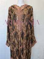 Jellaba marocaine deux pièces en tissu Kamkha – Modèle Tiana