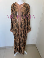 Jellaba marocaine deux pièces en tissu Kamkha – Modèle Tiana