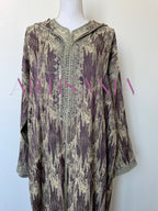 Jellaba marocaine deux pièces en tissu Kamkha – Modèle Tiana