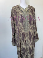 Jellaba marocaine deux pièces en tissu Kamkha – Modèle Tiana