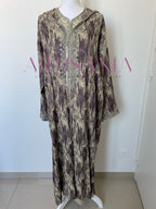 Jellaba marocaine deux pièces en tissu Kamkha – Modèle Tiana