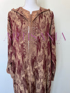 Jellaba marocaine deux pièces en tissu Kamkha – Modèle Tiana