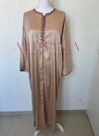 Jellaba marocaine deux pièces en tissu Kamkha – Modèle Tiana