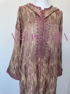 Jellaba marocaine deux pièces en tissu Kamkha – Modèle Tiana