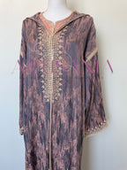 Jellaba marocaine deux pièces en tissu Kamkha – Modèle Tiana