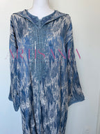 Jellaba marocaine deux pièces en tissu Kamkha – Modèle Tiana