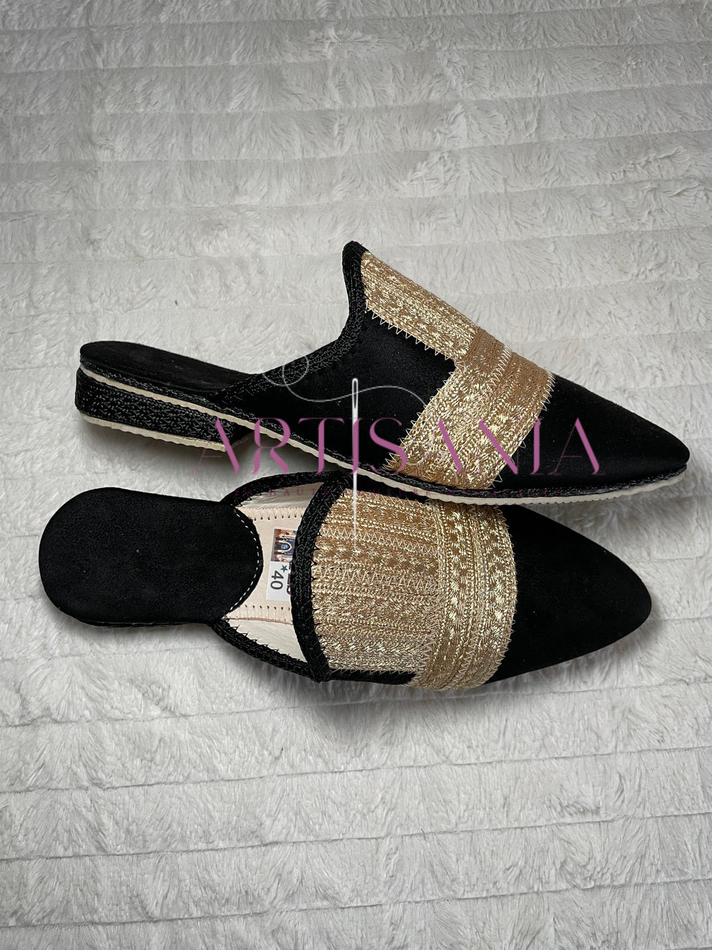 Babouche marocaine petit talon - modèle Eva 🖤
