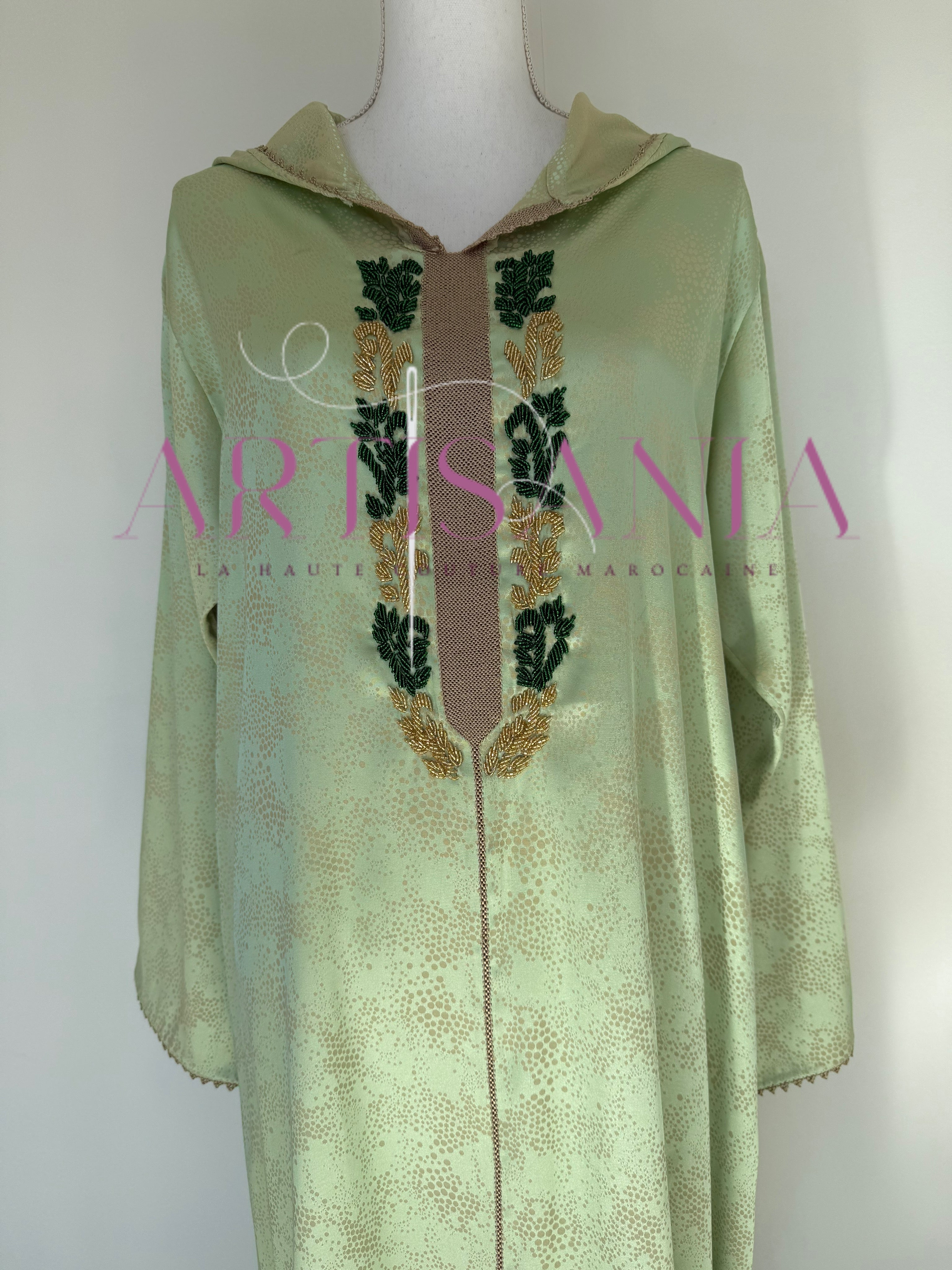 Jellaba une pièce randa + perles - modèle Najia ✨