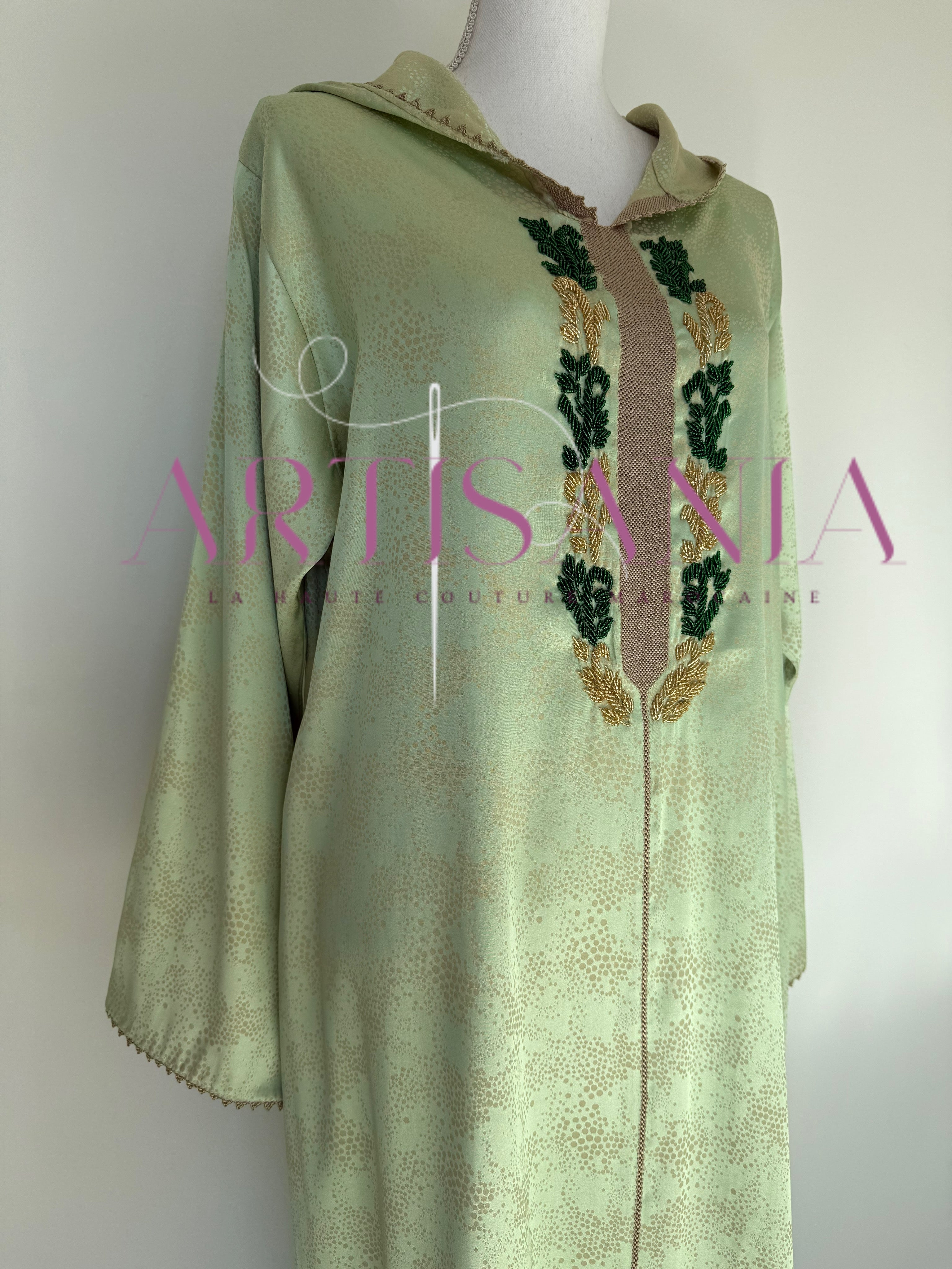 Jellaba une pièce randa + perles - modèle Najia ✨