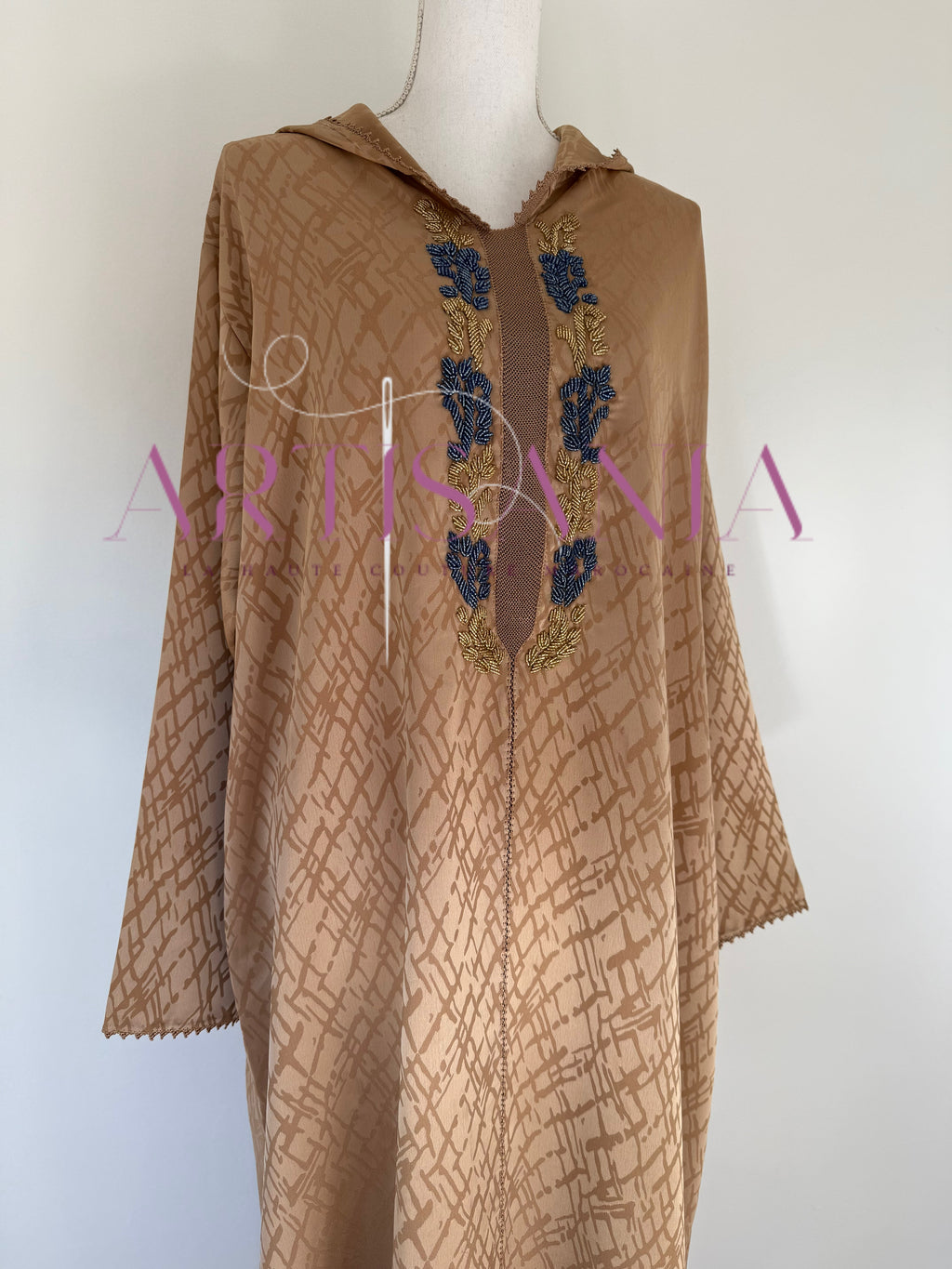 Jellaba une pièce randa + perles - modèle Najia ✨