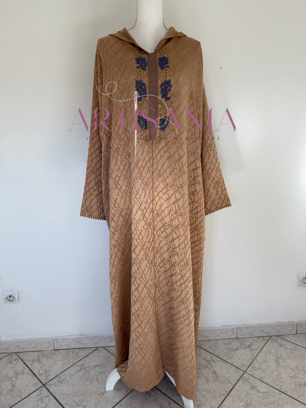 Jellaba une pièce randa + perles - modèle Najia ✨