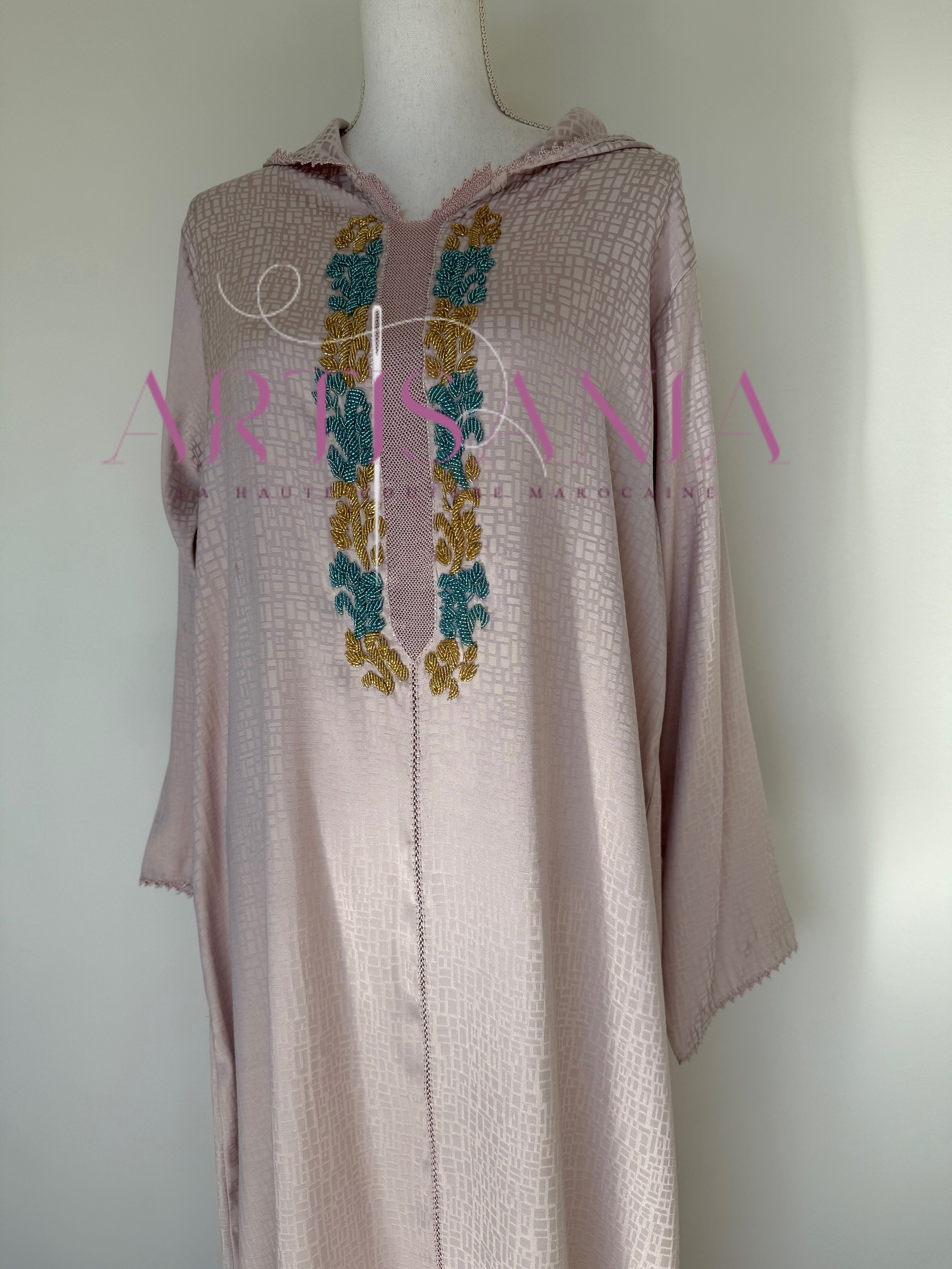 Jellaba une pièce randa + perles - modèle Najia ✨