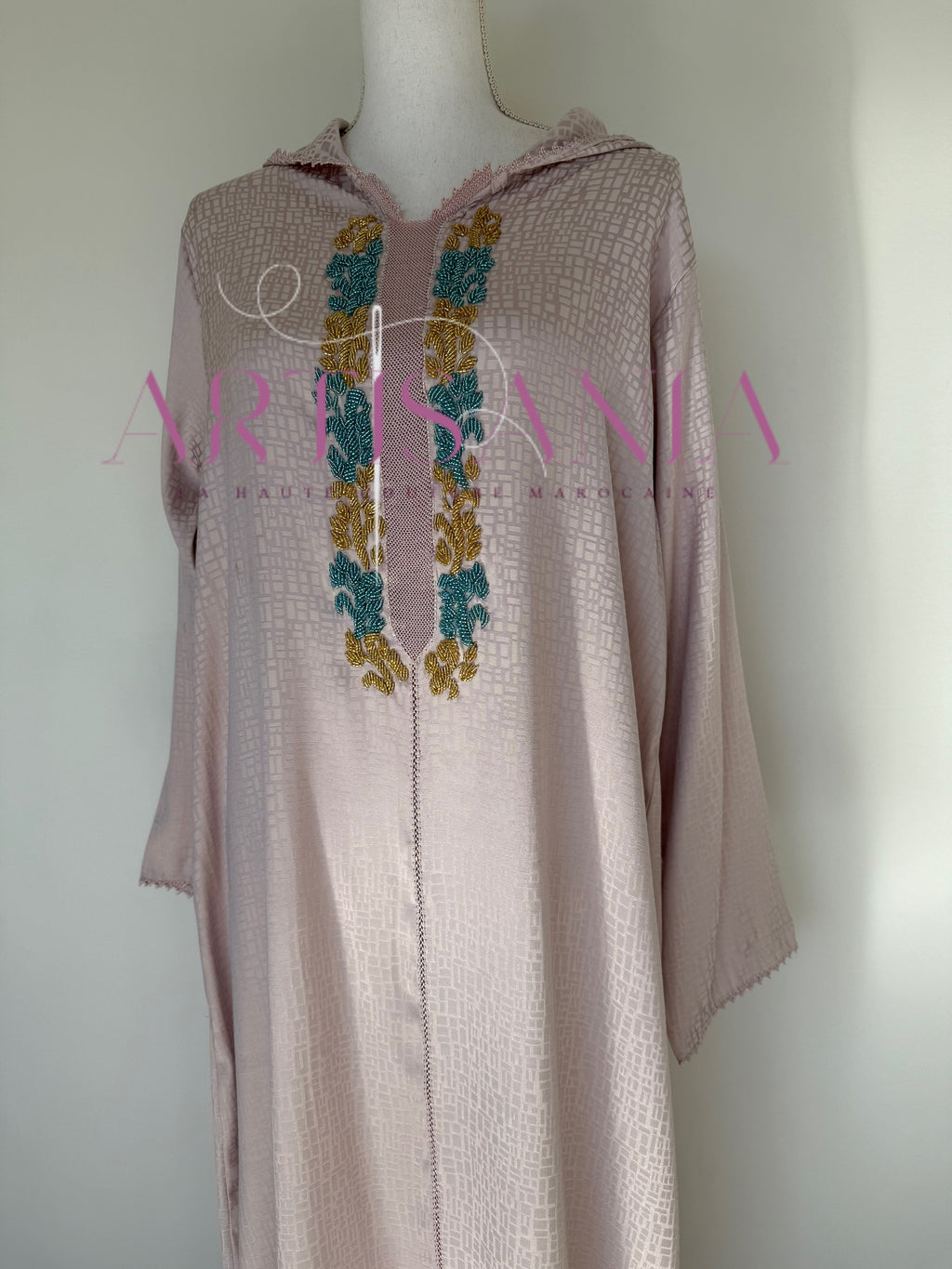 Jellaba une pièce randa + perles - modèle Najia ✨