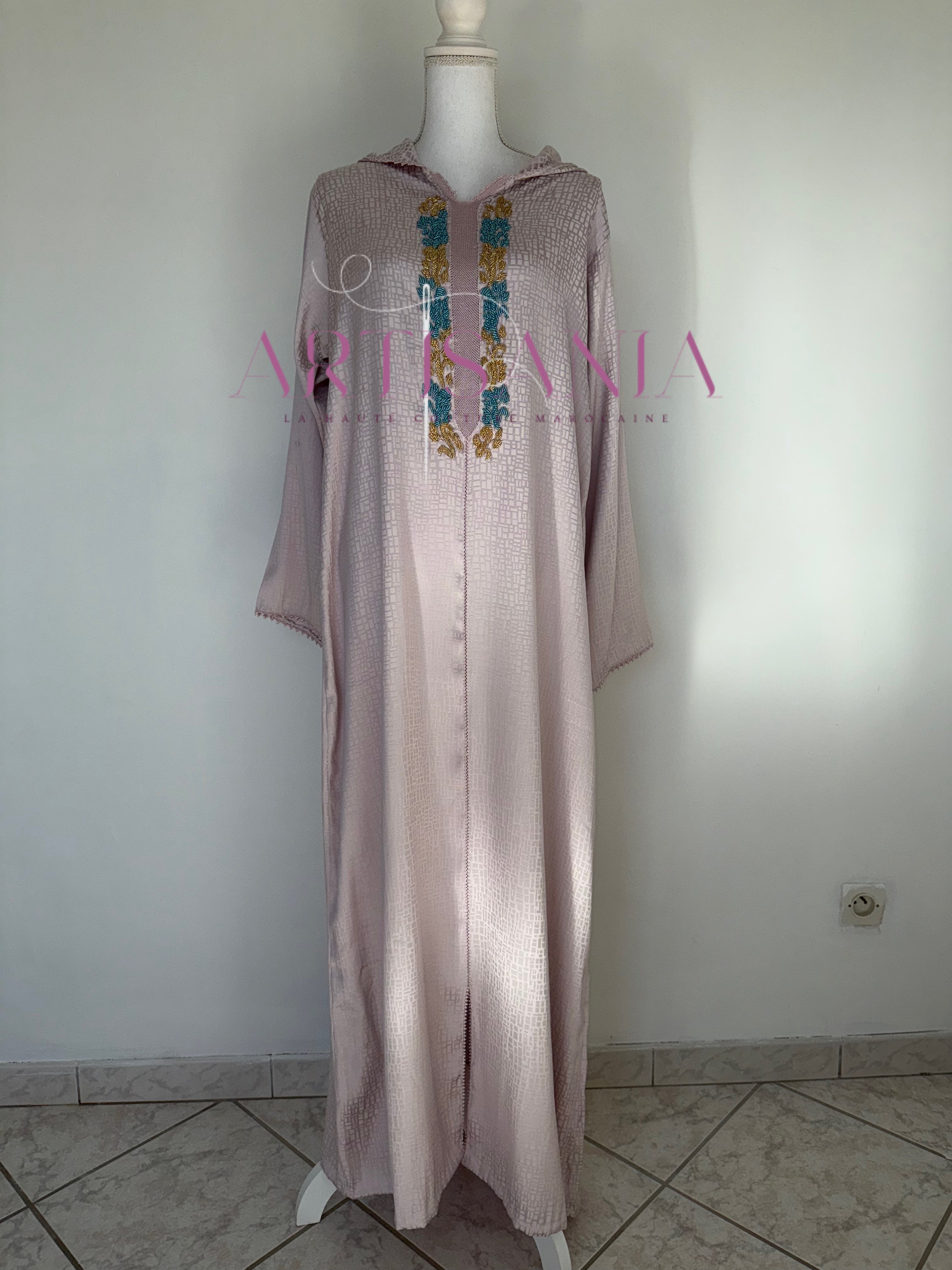 Jellaba une pièce randa + perles - modèle Najia ✨