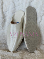 Babouche plate marocaine blanche simple - modèle Camille