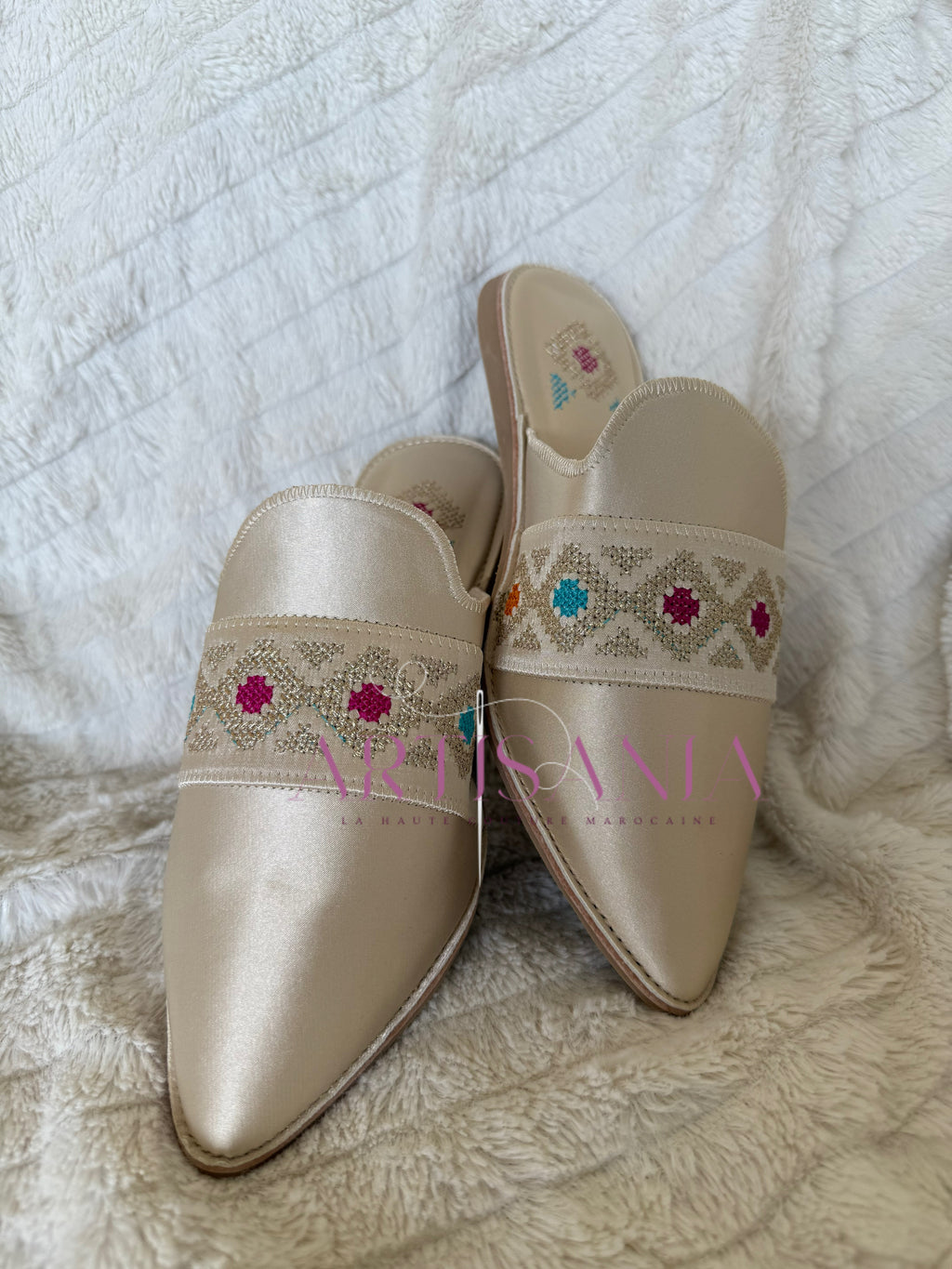 Babouche marocaine plate - modèle Adja