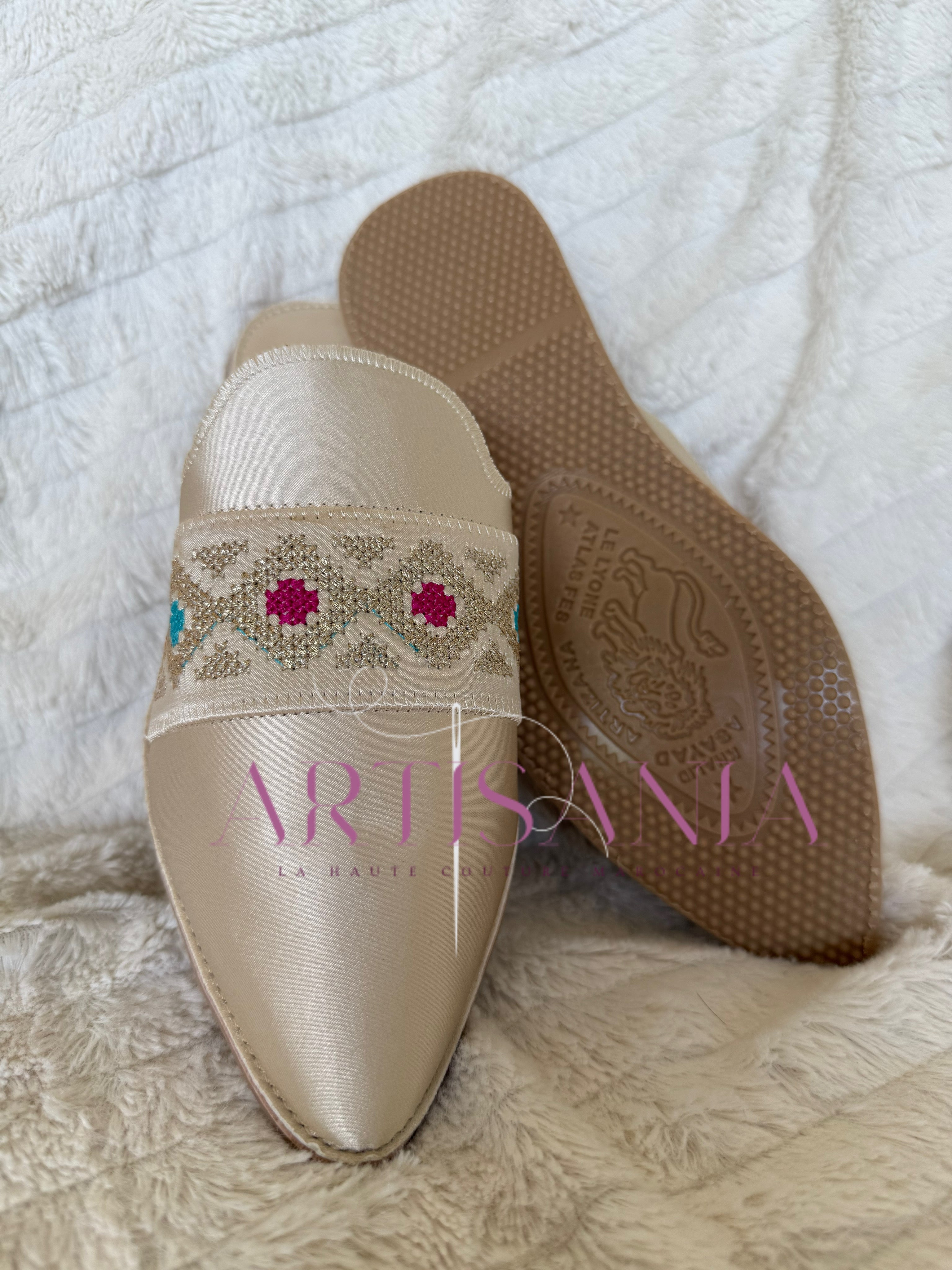 Babouche marocaine plate - modèle Adja