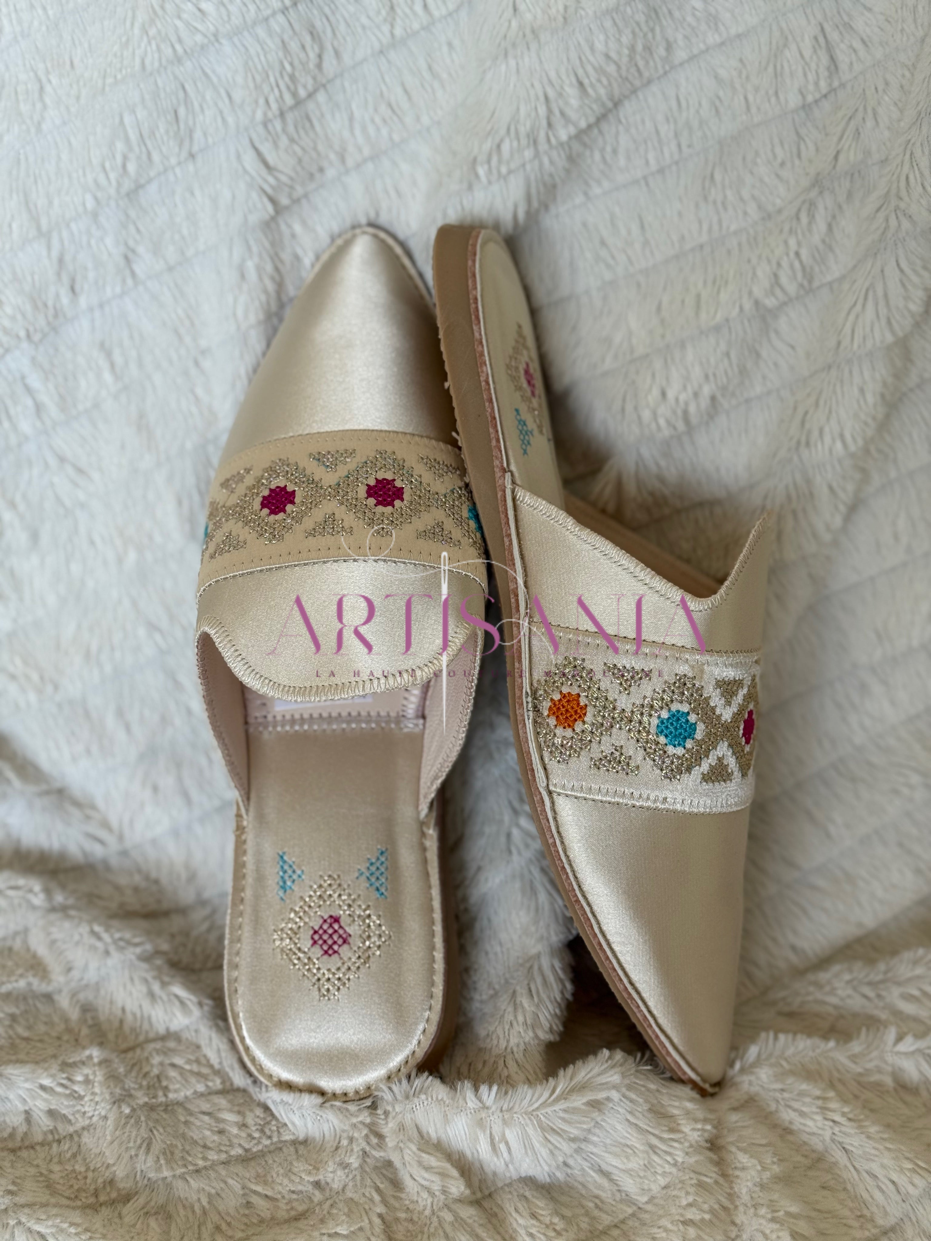 Babouche marocaine plate - modèle Adja