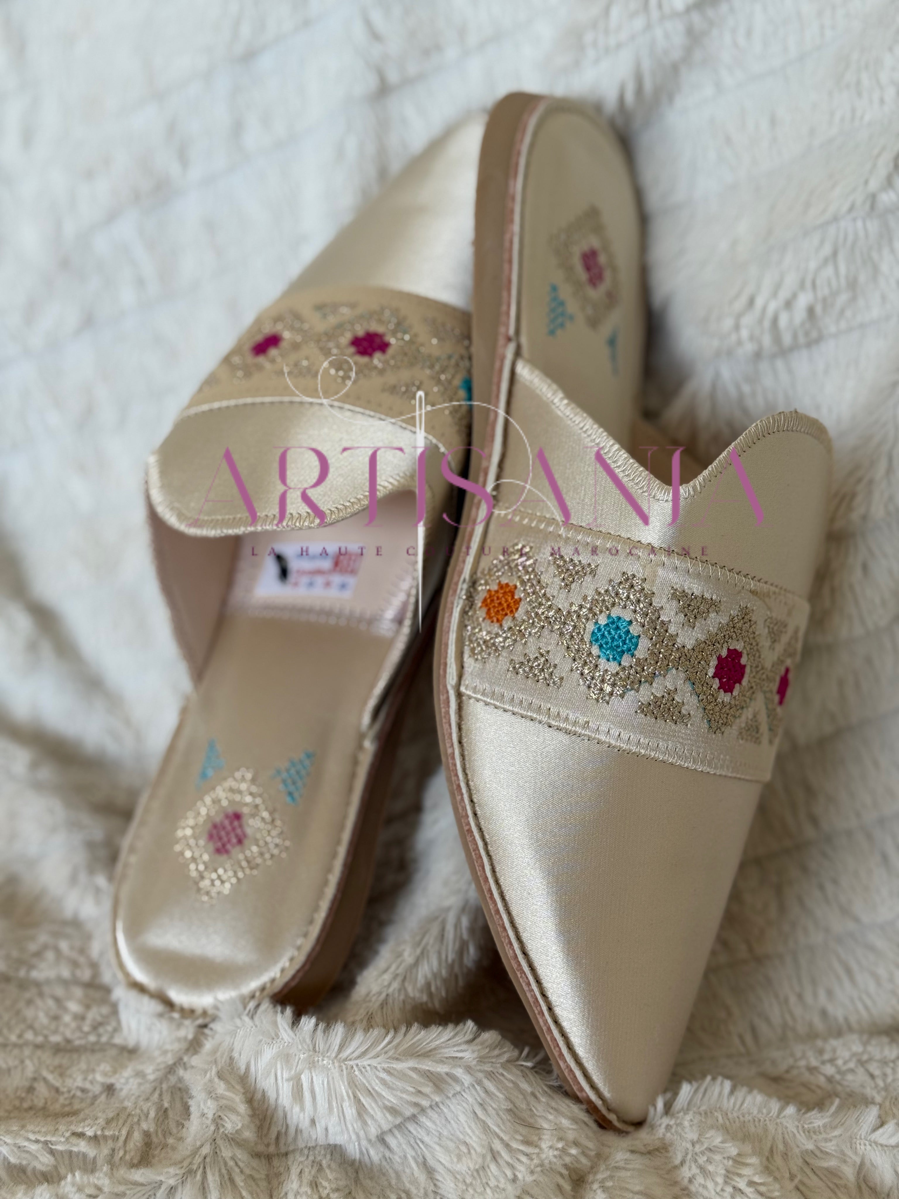 Babouche marocaine plate - modèle Adja