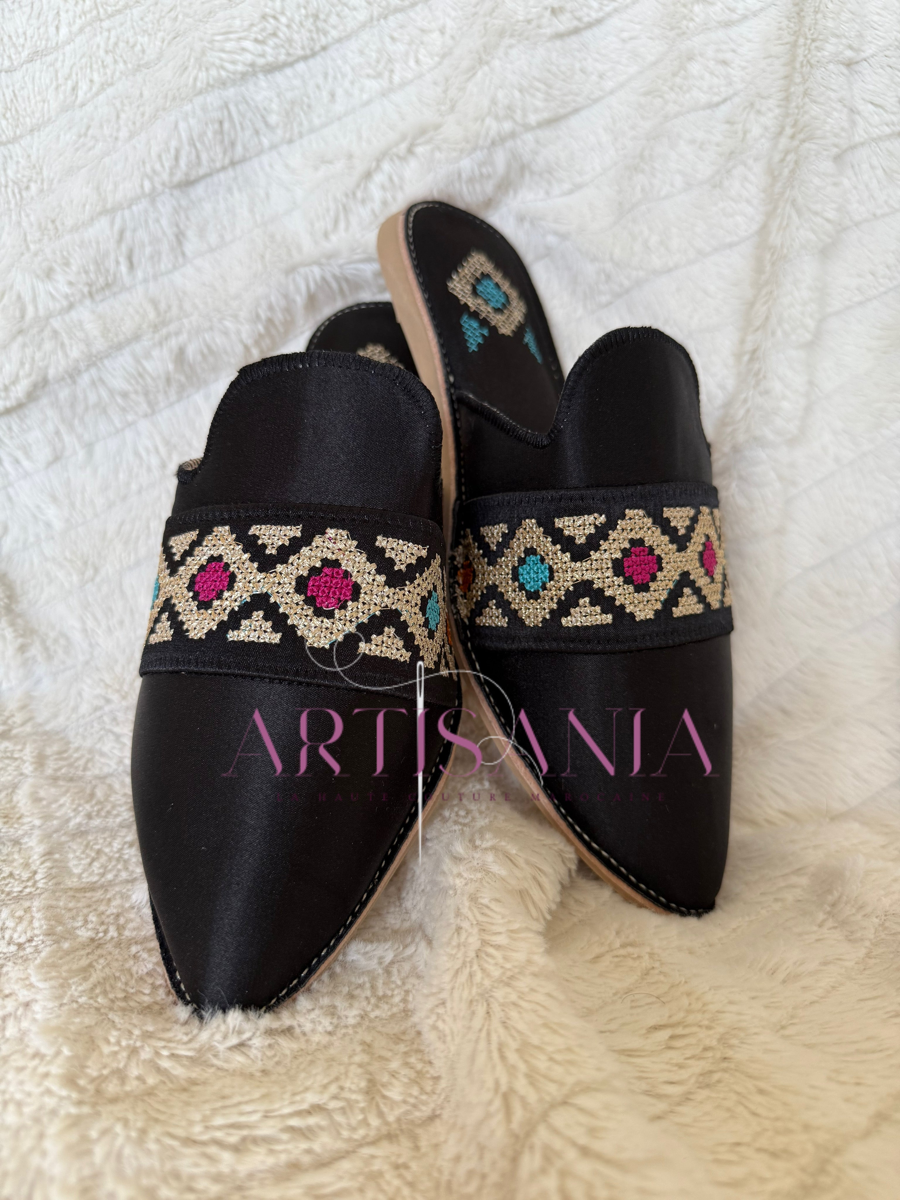 Babouche marocaine plate - modèle Adja