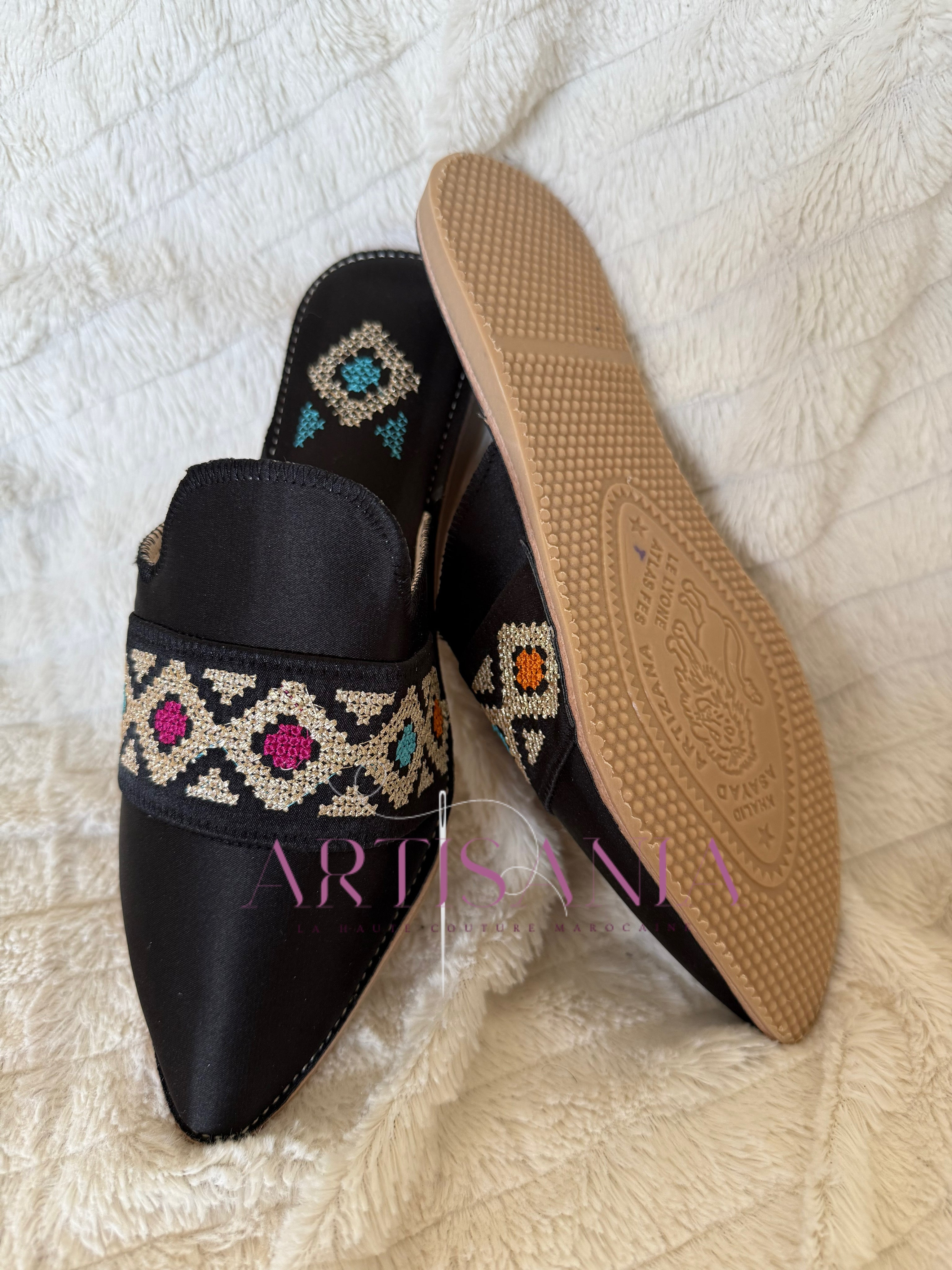 Babouche marocaine plate - modèle Adja