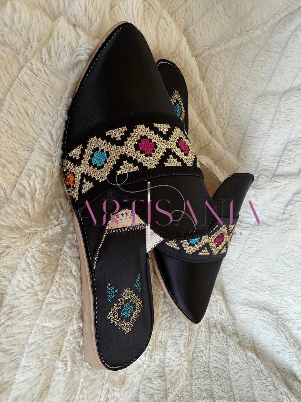 Babouche marocaine plate - modèle Adja