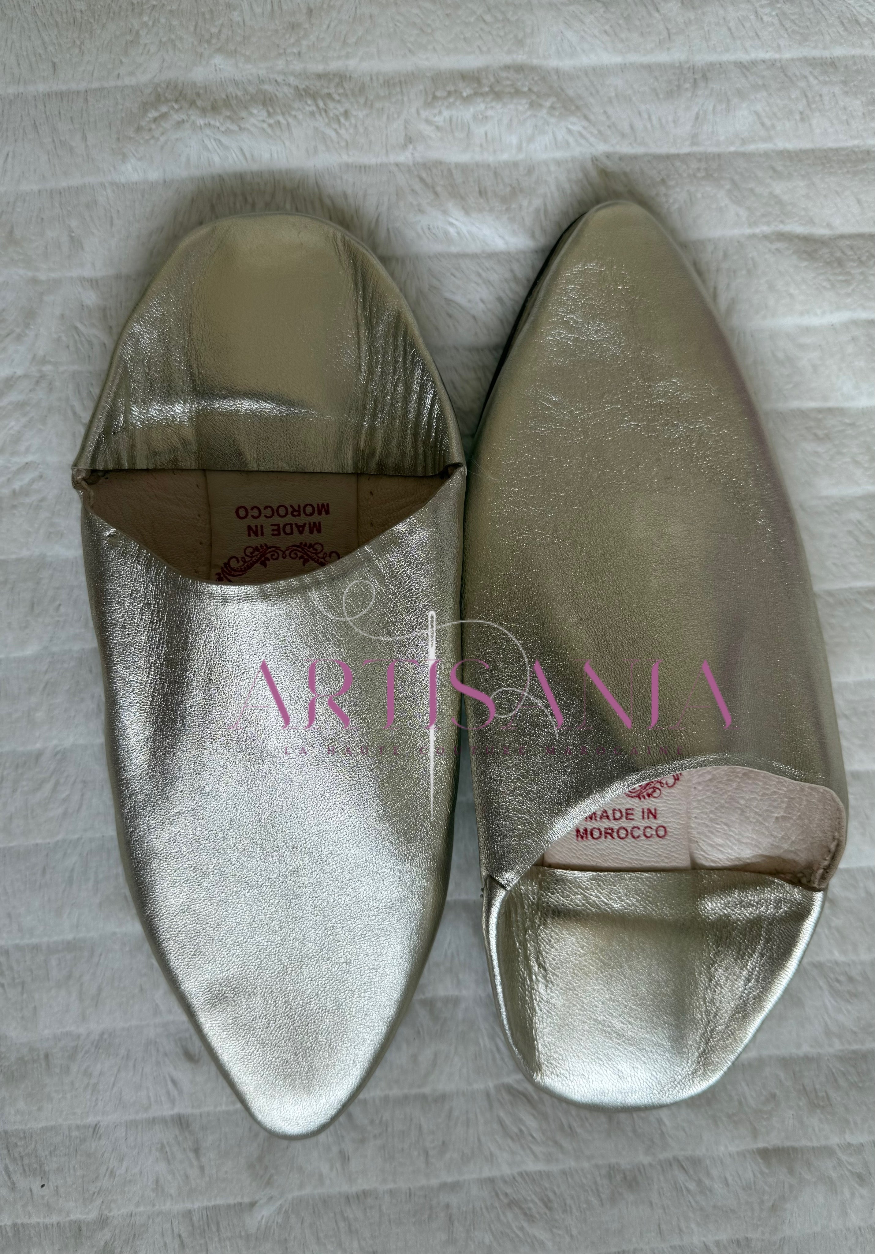 Babouche marocaine traditionnelle modèle Ghenon - argenté