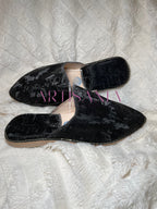 Babouche plate marocaine simple noir - modèle Farah