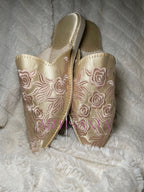 Babouche marocaine plate modèle Rosa - rose clair