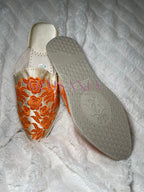 Babouche marocaine plate modèle Rosa - orange