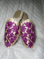 Babouche marocaine plate modèle Rosa - violet