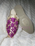 Babouche marocaine plate modèle Rosa - violet