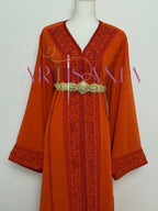 Caftan marocain avec perles couleur unie - modèle Siwar