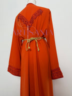 Caftan marocain avec perles couleur unie - modèle Siwar