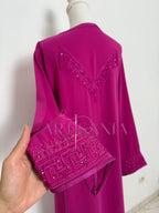 Caftan marocain avec perles couleur unie - modèle Siwar