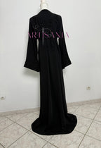 Caftan marocain avec perles couleur unie - modèle Siwar