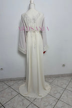 Caftan marocain avec perles couleur unie - modèle Siwar