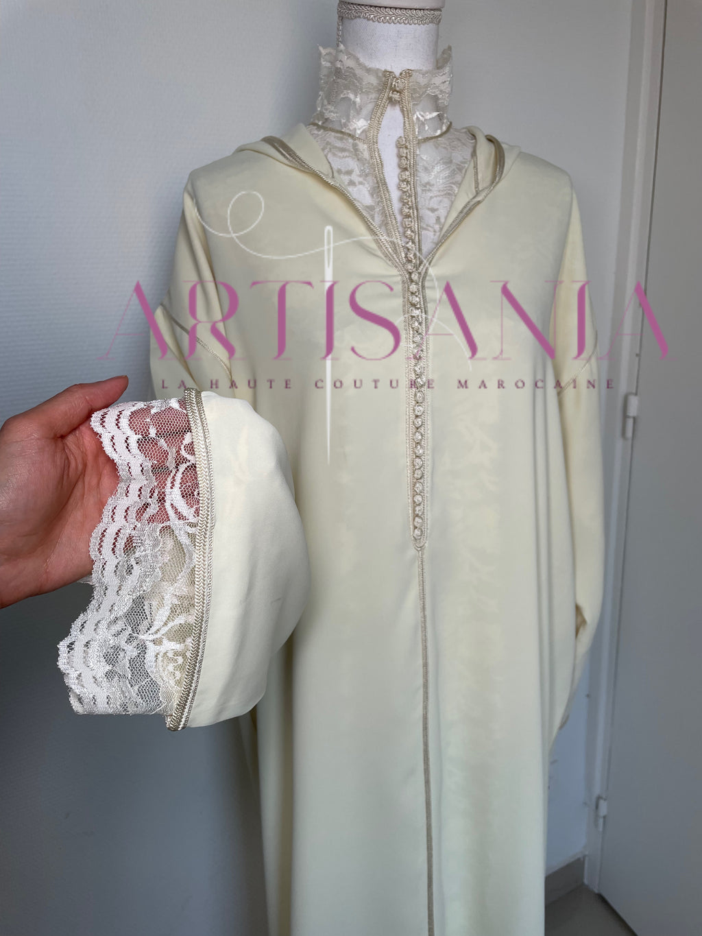 Jellaba marocaine dentelle deux pièces - modèle Romane