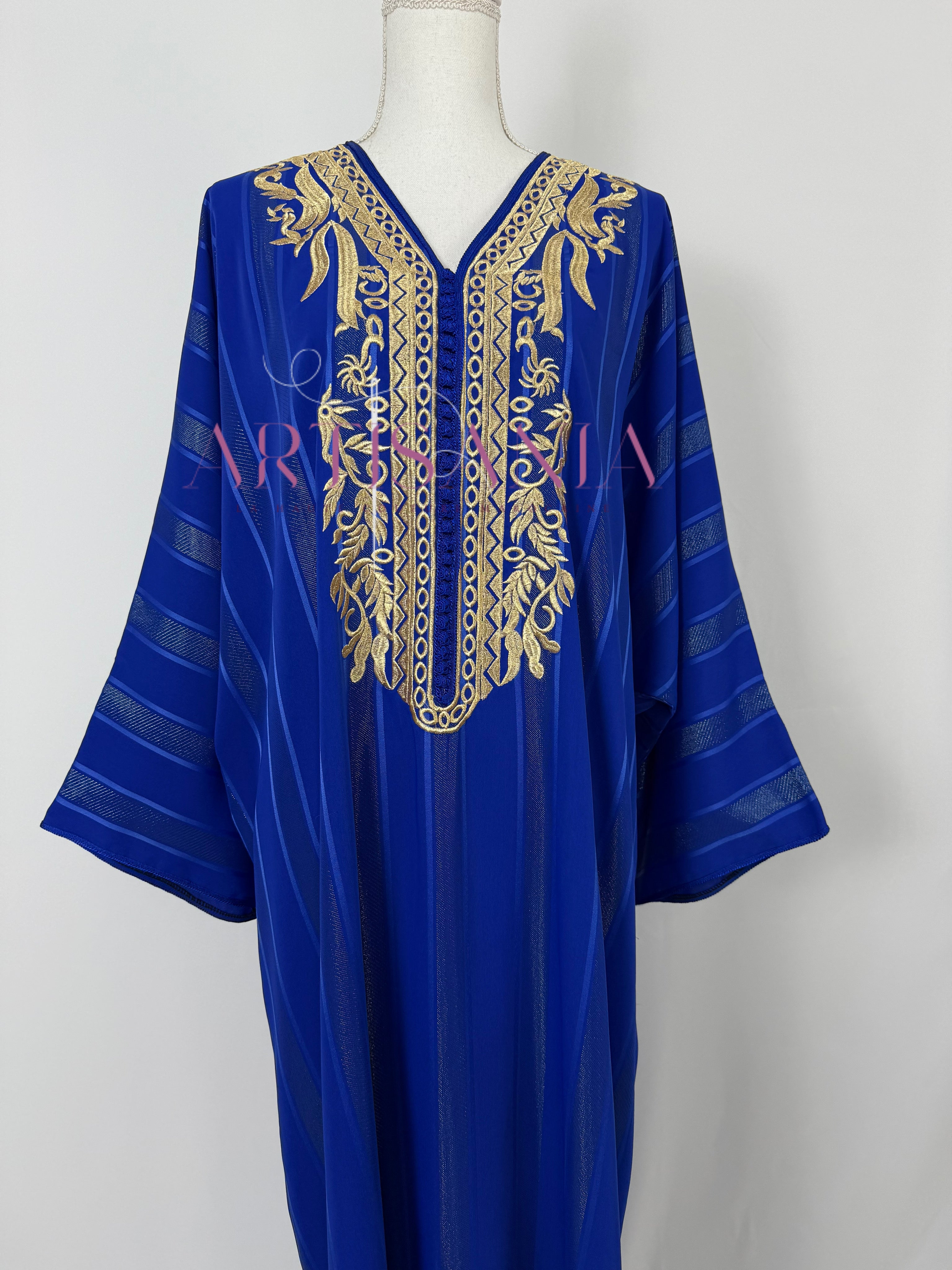 Gandoura tissu Jawhara  avec broderies - modèle Zohra