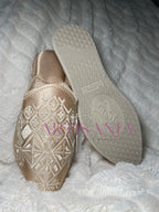 Babouche marocaine plate modèle Besma - champagne