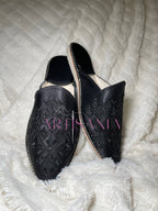 Babouche marocaine plate modèle Besma - noir