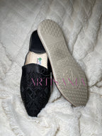 Babouche marocaine plate modèle Besma - noir