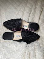 Babouche marocaine plate modèle Besma - noir