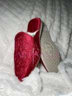 Babouche marocaine plate modèle Besma - rouge bordeaux